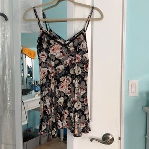lace up back mini floral dress